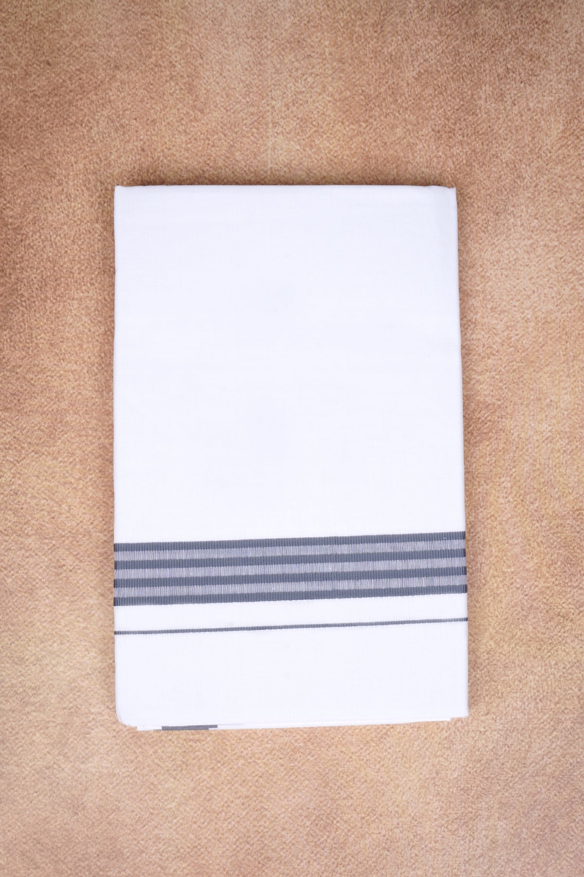 Single Layer White Dhoti with Fancy Border – Gray – FS-08 RX