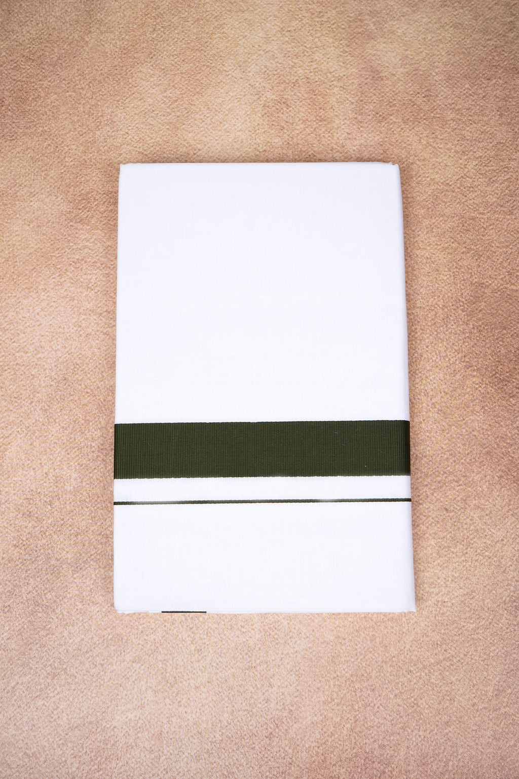 Single Layer White Dhoti with Fancy Border – Dark Green – FS-09 RX