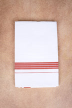 Single Layer White Dhoti with Fancy Border – Salmon – FS-08 RX