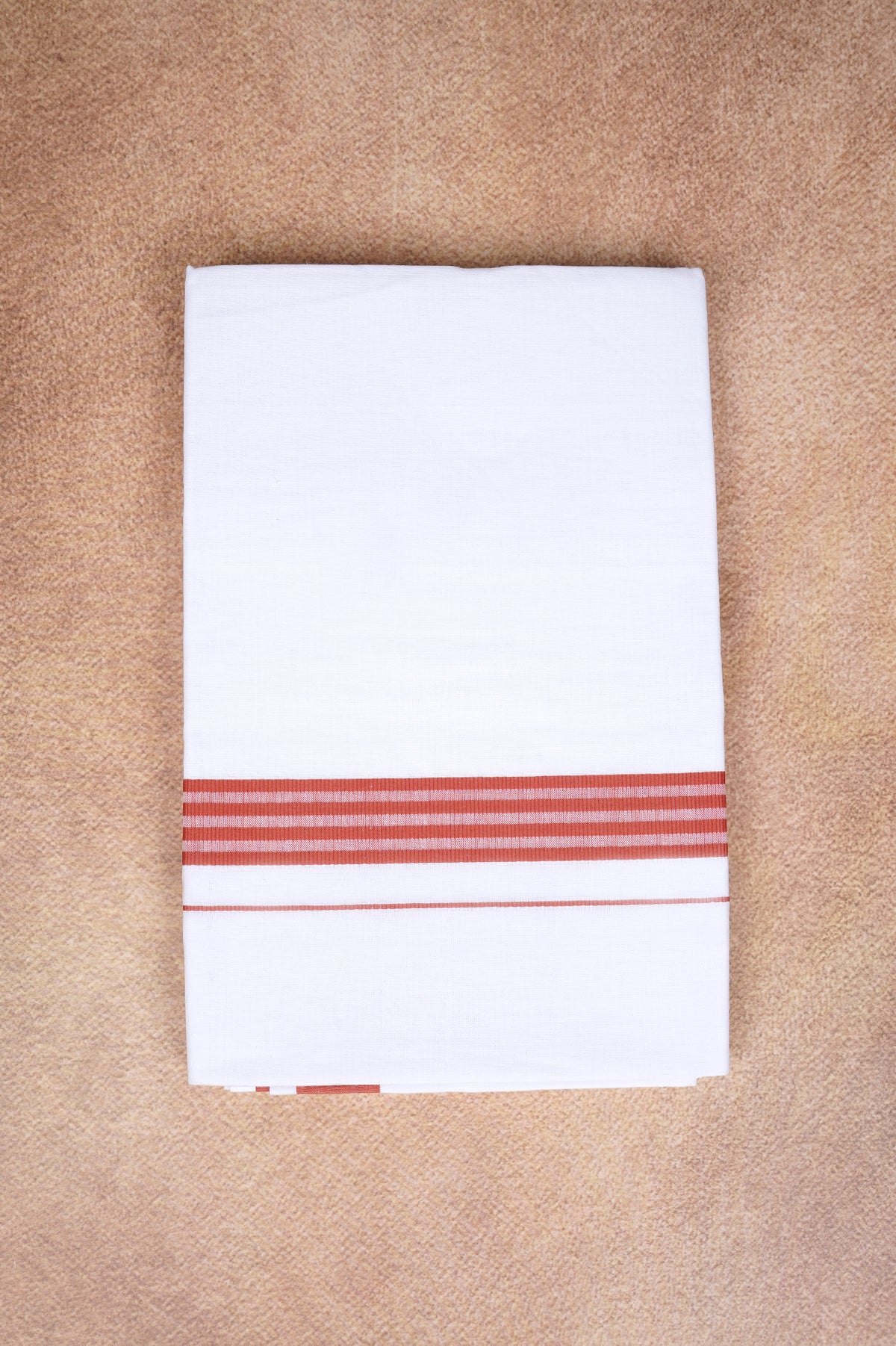 Single Layer White Dhoti with Fancy Border – Salmon – FS-08 RX