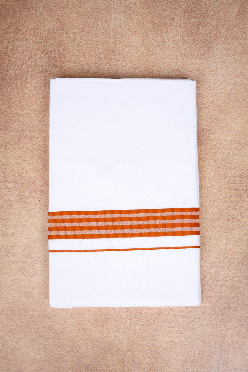 Single Layer White Dhoti with Fancy Border – Orange – FS-08 RX