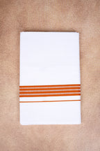 Single Layer White Dhoti with Fancy Border – Orange – FS-08 RX