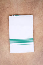 Single Layer White Dhoti with Fancy Border – Sea Green – FS-08 RX