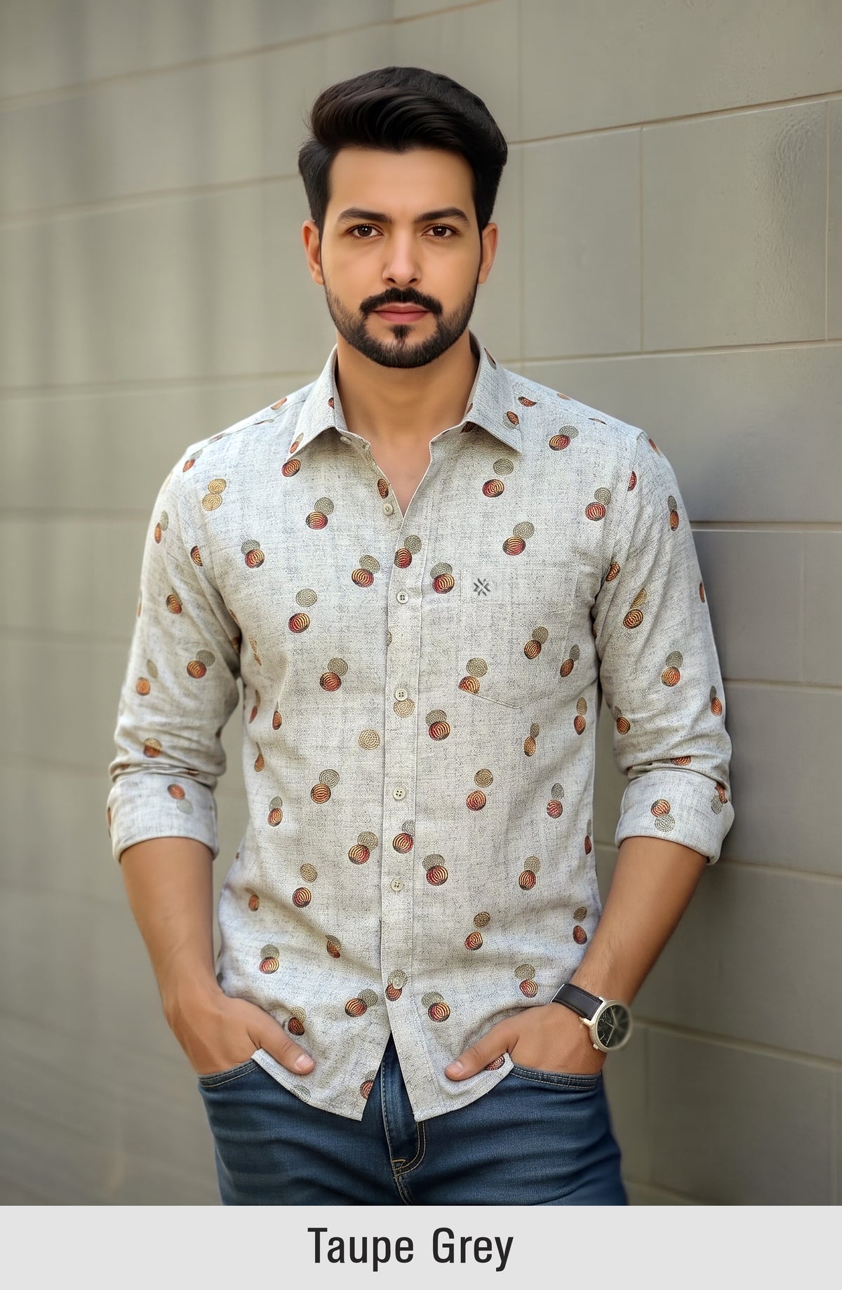 Buy 1 get 1 free - Rixo Printed Shirt -38 Size (Full Sleeve)