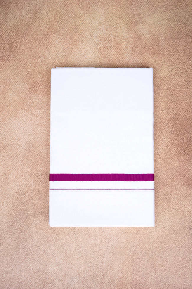 Single Layer White Dhoti – Magenta – HS-07 RX Hover Image