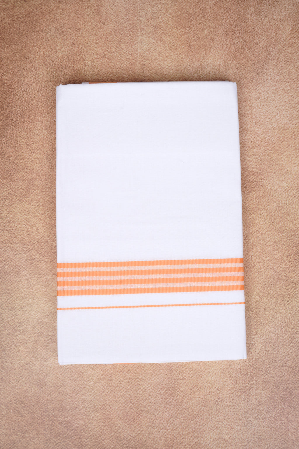 Single Layer White Dhoti with Fancy Border – Peach – FS-08 RX