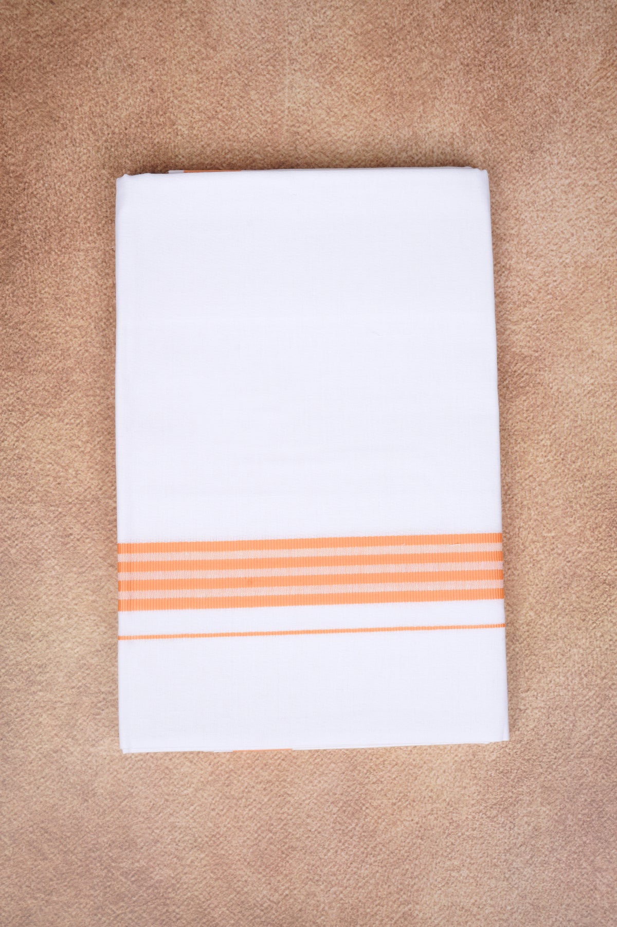 Single Layer White Dhoti with Fancy Border – Peach – FS-08 RX