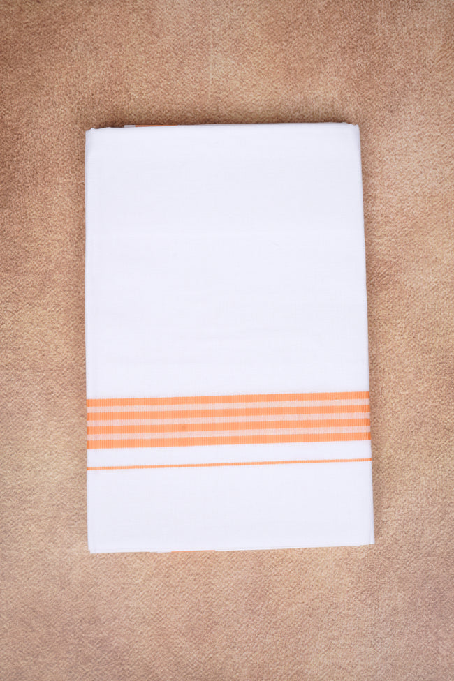 Single Layer White Dhoti with Fancy Border – Peach – FS-08 RX Main Image