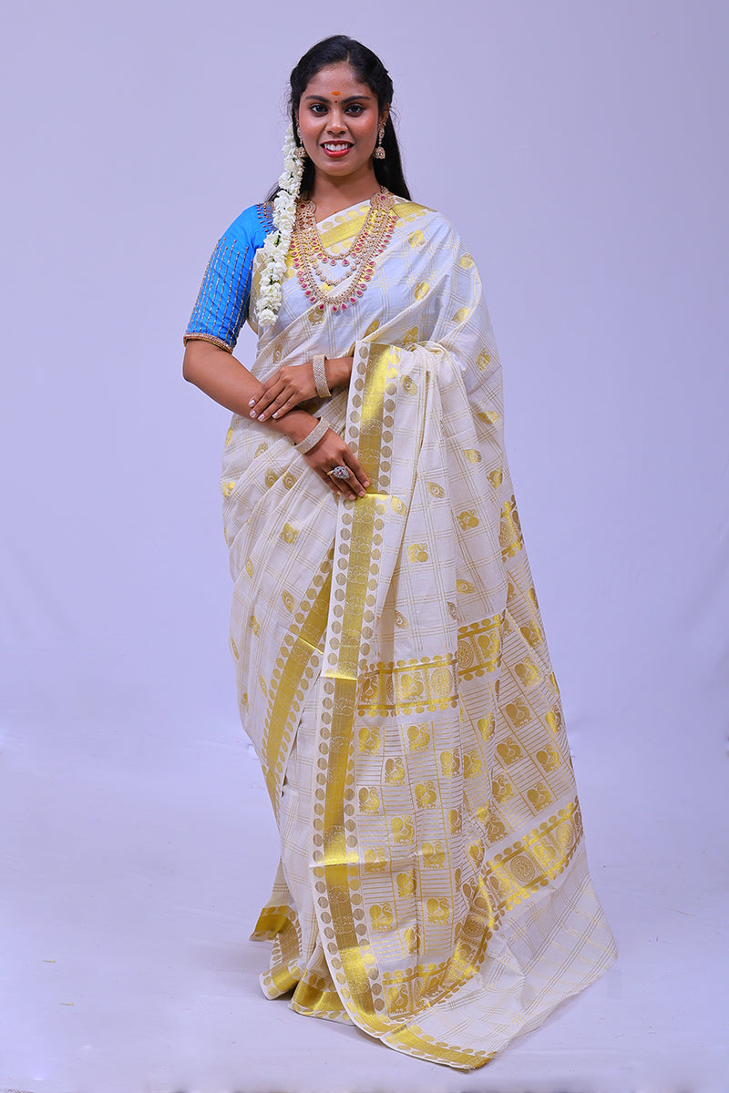 MK-1020 GOLD KASAVU SAREE 6.25 MTR