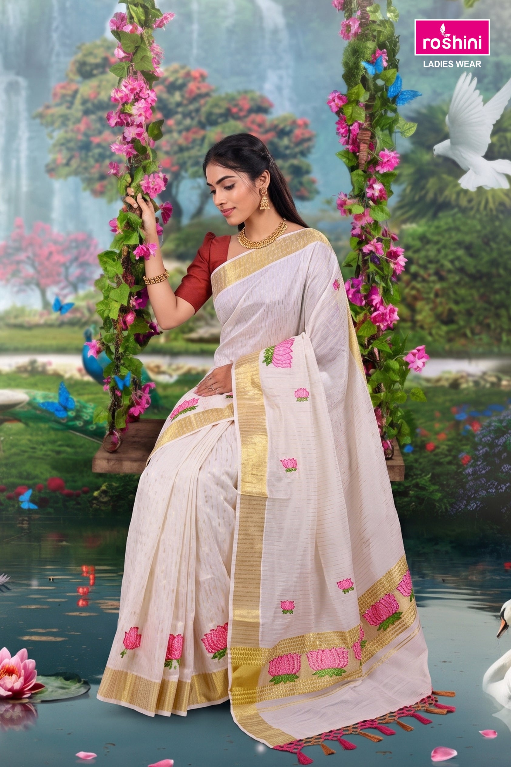 KS-1511 GOLD KASAVU SAREE 6.25 MTR
