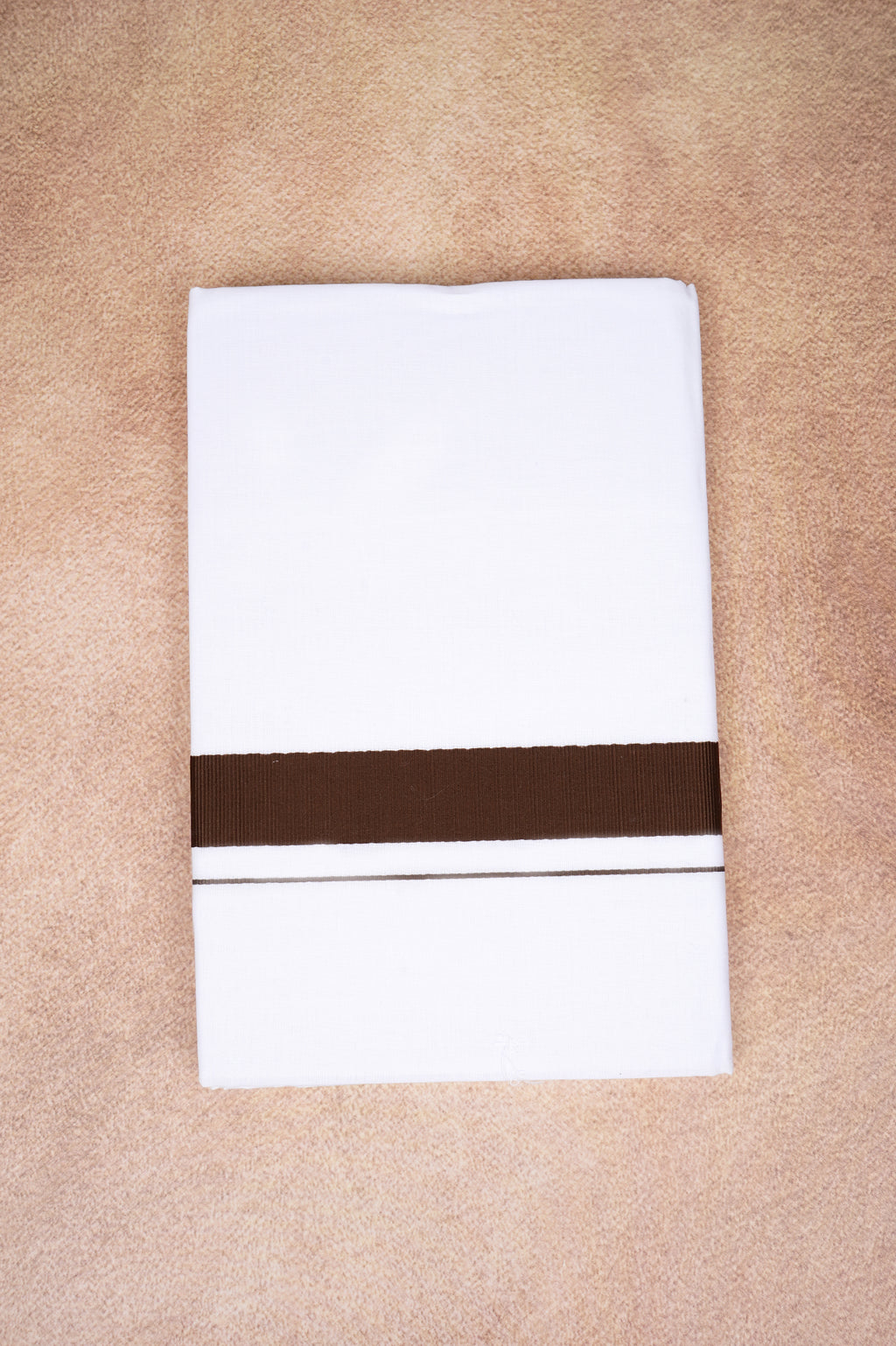 Single Layer White Dhoti with Fancy Border – Brown – FS-09 RX