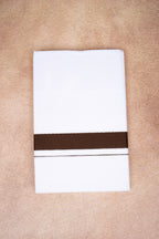 Single Layer White Dhoti with Fancy Border – Brown – FS-09 RX