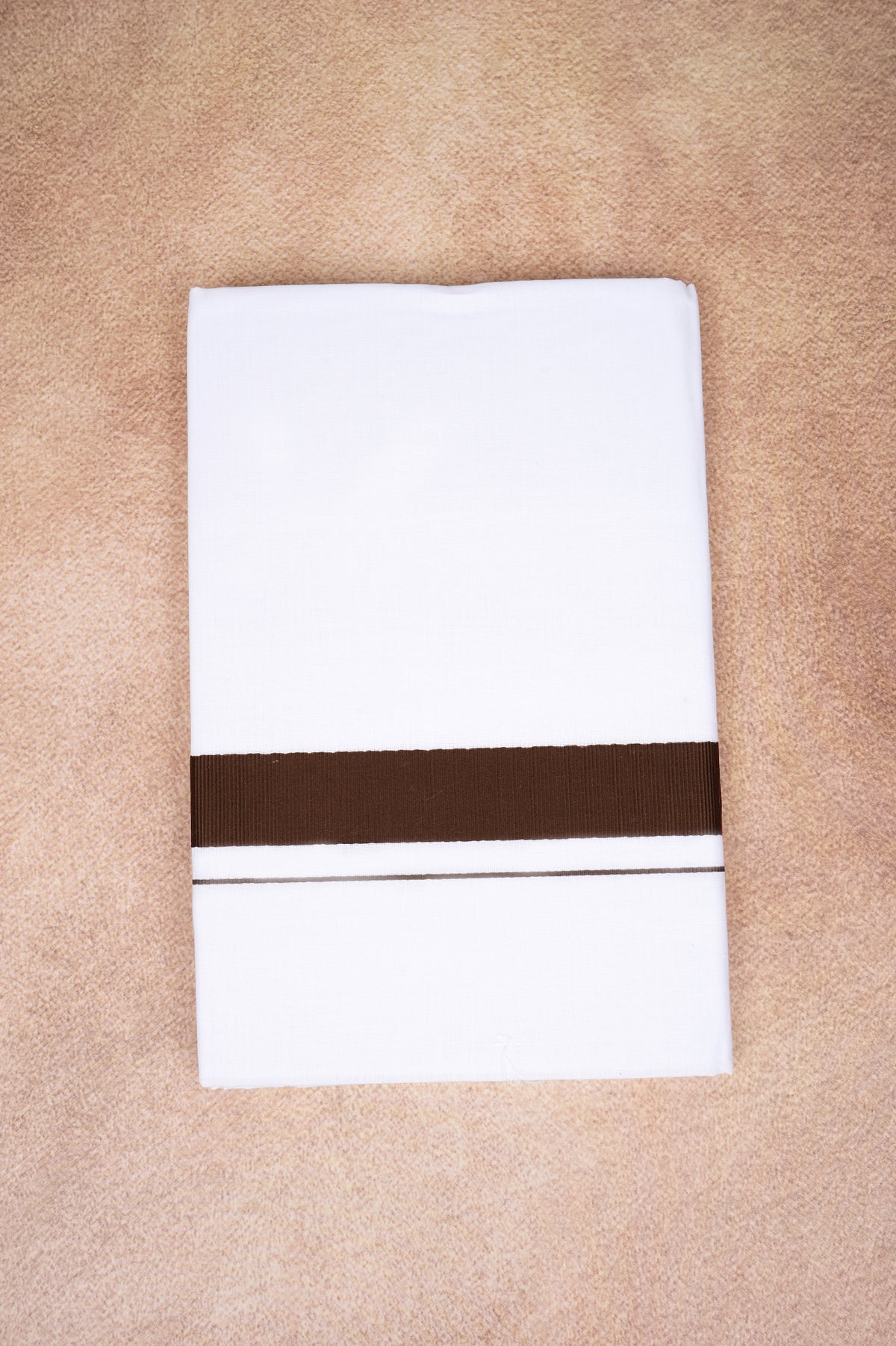 Single Layer White Dhoti with Fancy Border – Brown – FS-09 RX