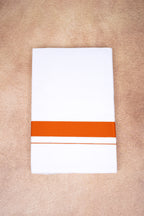 Single Layer White Dhoti with Fancy Border – Orange – FS-09 RX
