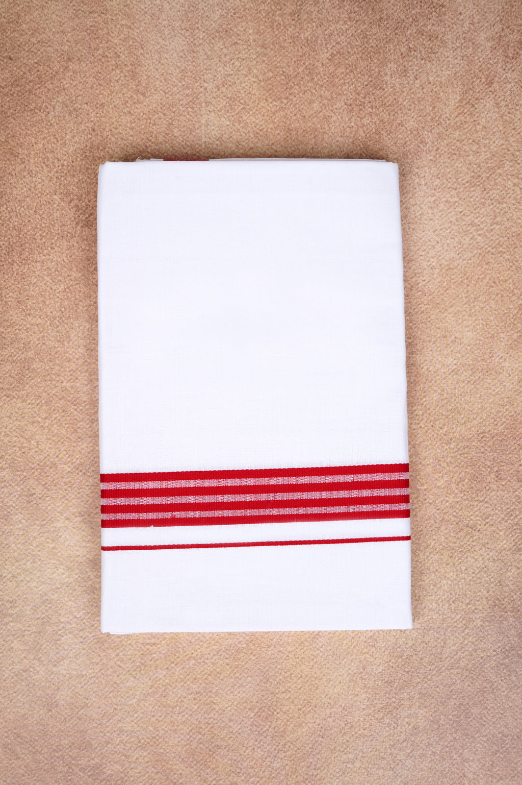 Single Layer White Dhoti with Fancy Border – Red – FS-08 RX