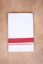 Single Layer White Dhoti with Fancy Border – Red – FS-08 RX