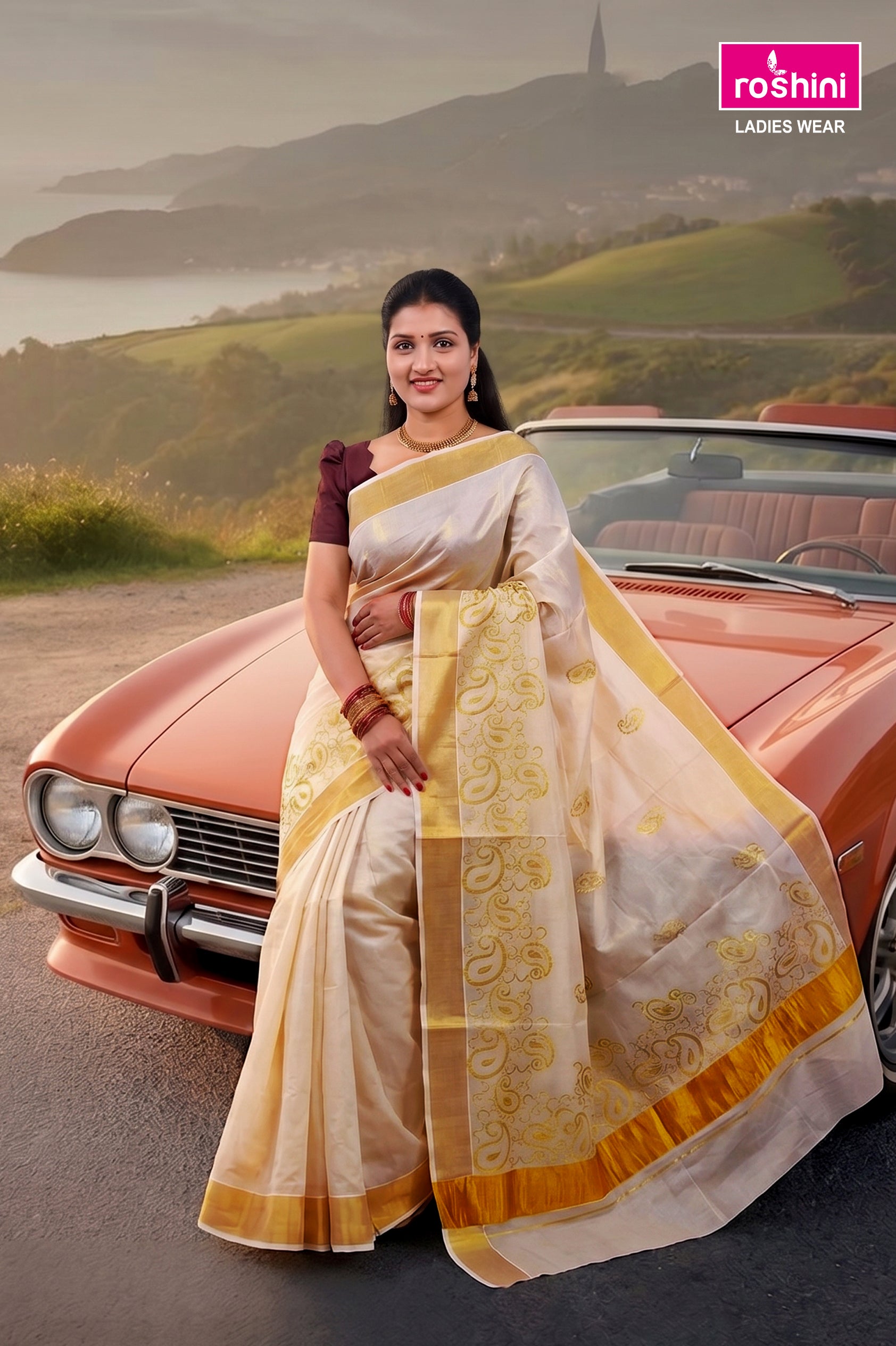 KS-1490 GOLD TISSUE SAREE 6.25 MTR