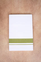 Single Layer White Dhoti with Fancy Border – Olive Green – FS-08 RX