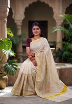 KS-1522 GOLD TISSUE PRINT SAREE 6.25 MTR
