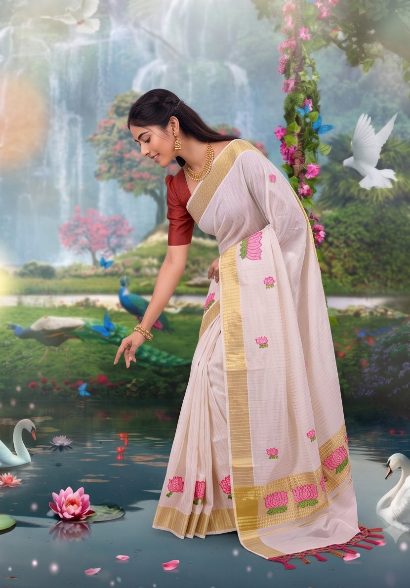 KS-1511 GOLD KASAVU SAREE 6.25 MTR