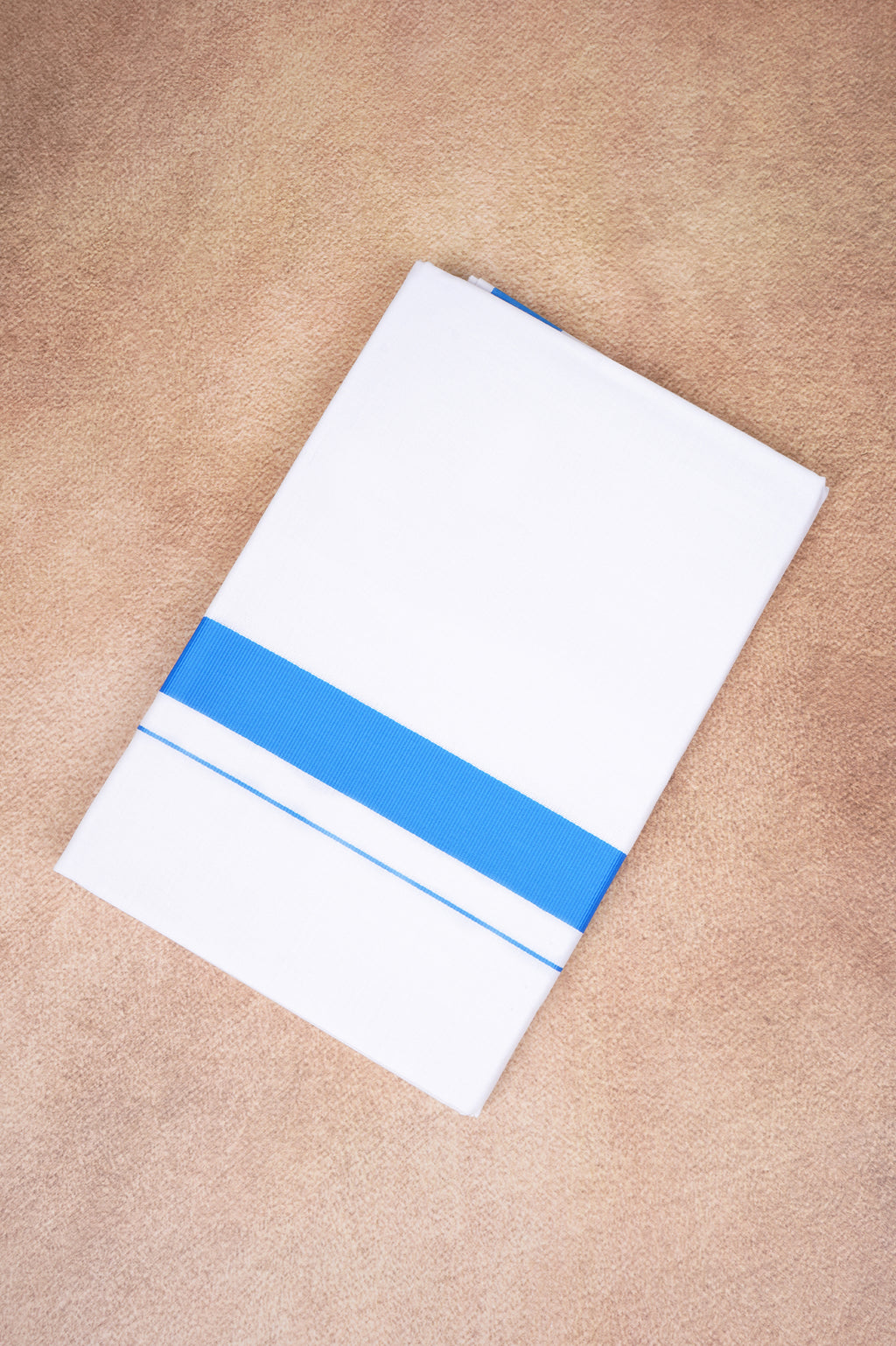 Single Layer White Dhoti with Fancy Border – Sky Blue – FS-09 RX