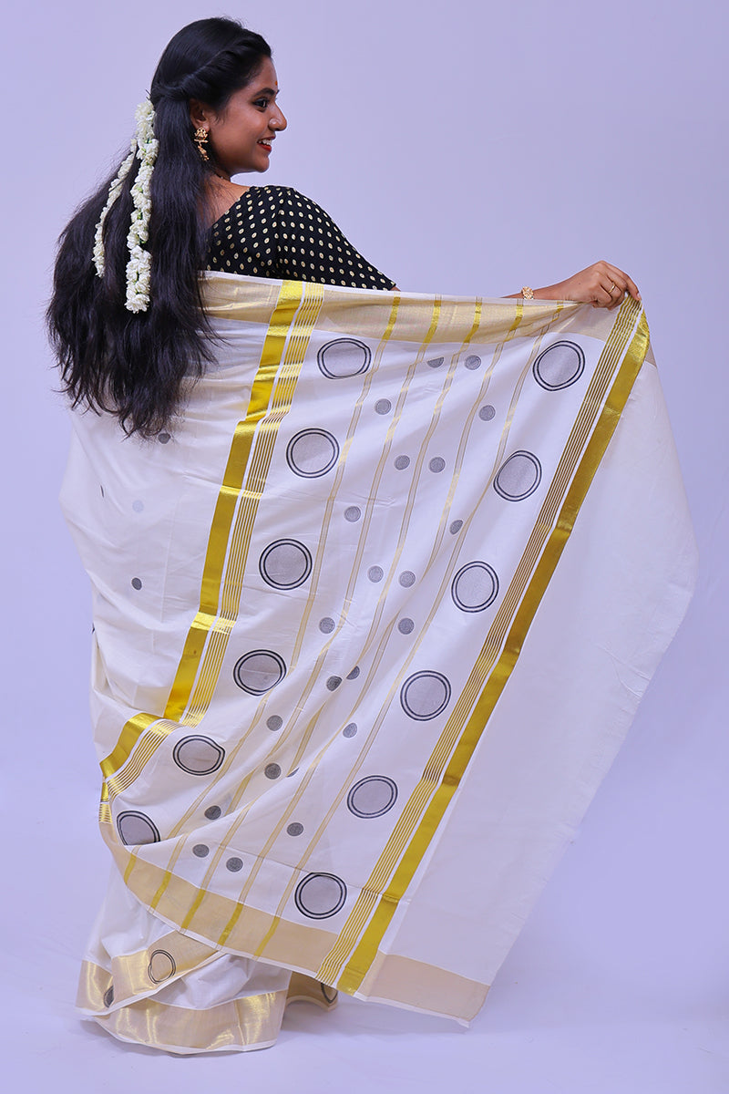 MK-2924 GOLD KASAVU SAREE 6.25 MTR