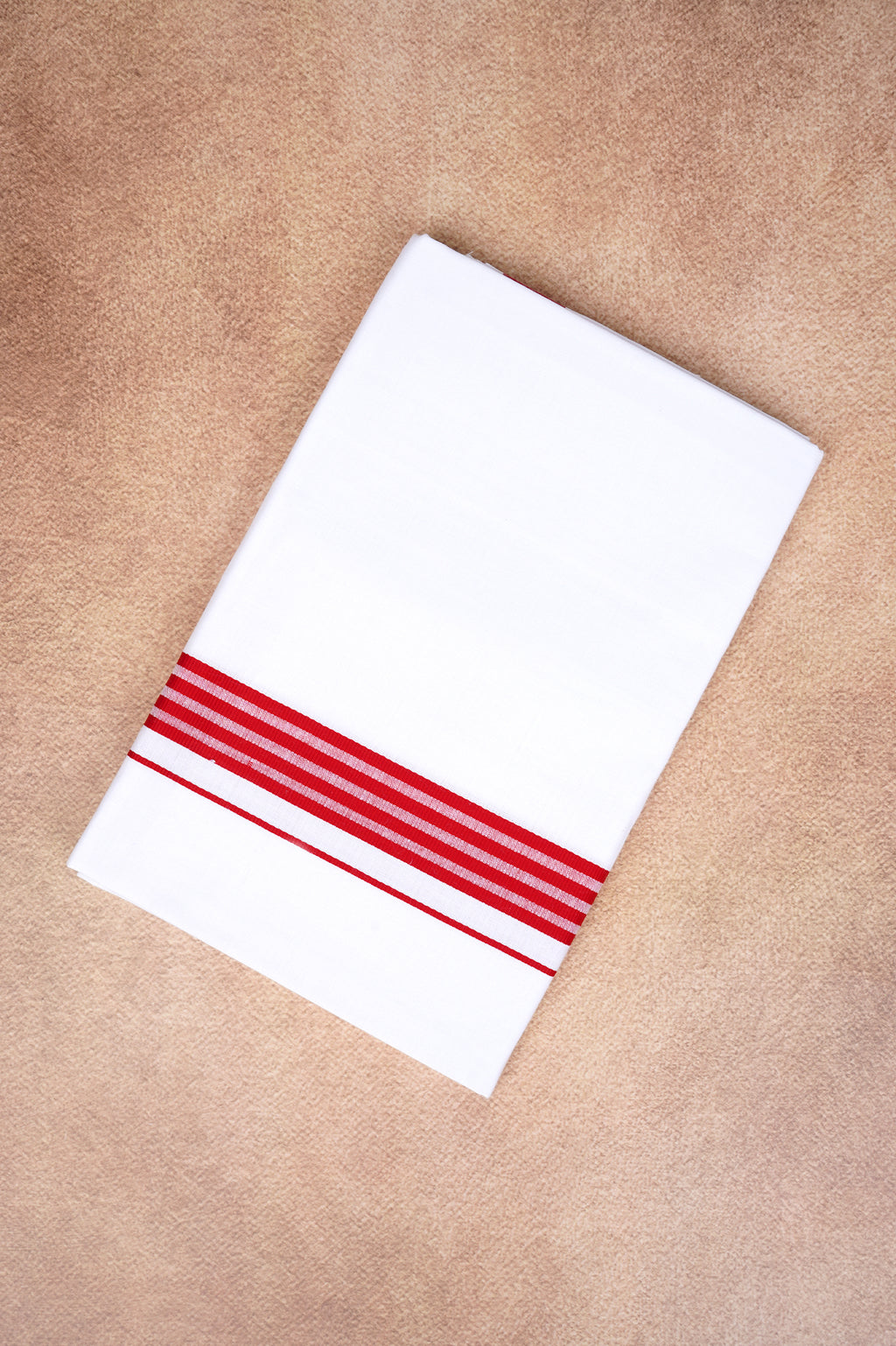 Single Layer White Dhoti with Fancy Border – Red – FS-08 RX