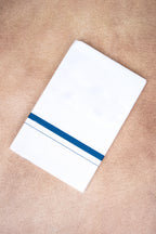 Single Layer White Dhoti – Peacock Blue – HS-07 RX
