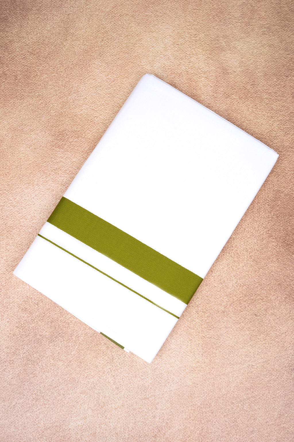 Single Layer White Dhoti with Fancy Border – Olive Green – FS-09 RX