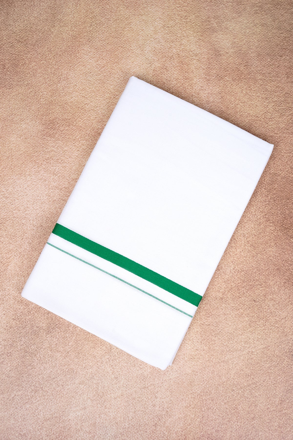 Single Layer White Dhoti – Forest Green – HS-07 RX