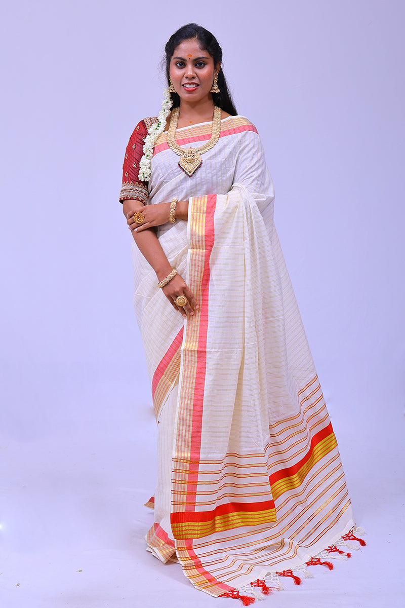MK-2958.1 GOLD KASAVU SAREE 6.25 MTR