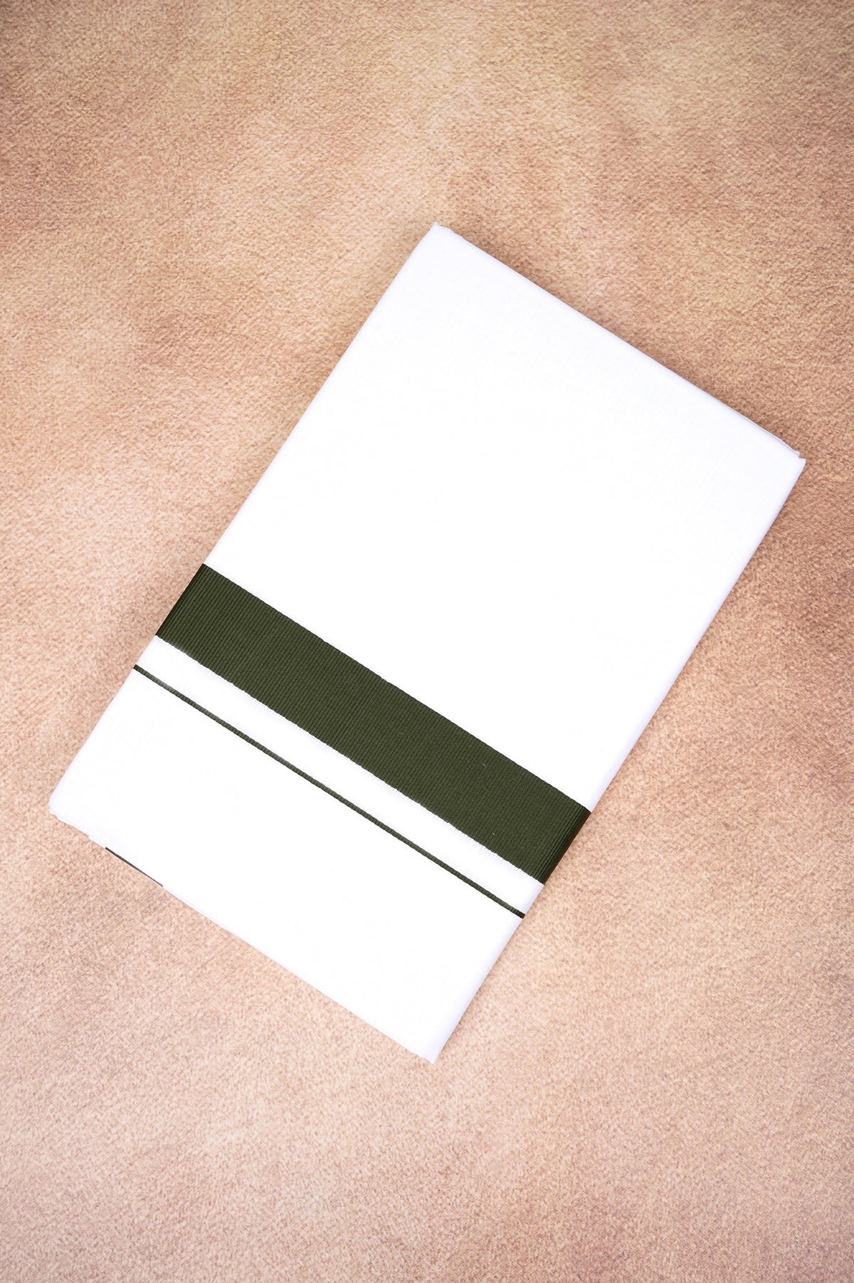 Single Layer White Dhoti with Fancy Border – Dark Green – FS-09 RX