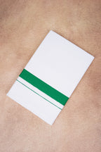Single Layer White Dhoti with Fancy Border – Forest Green – FS-09 RX