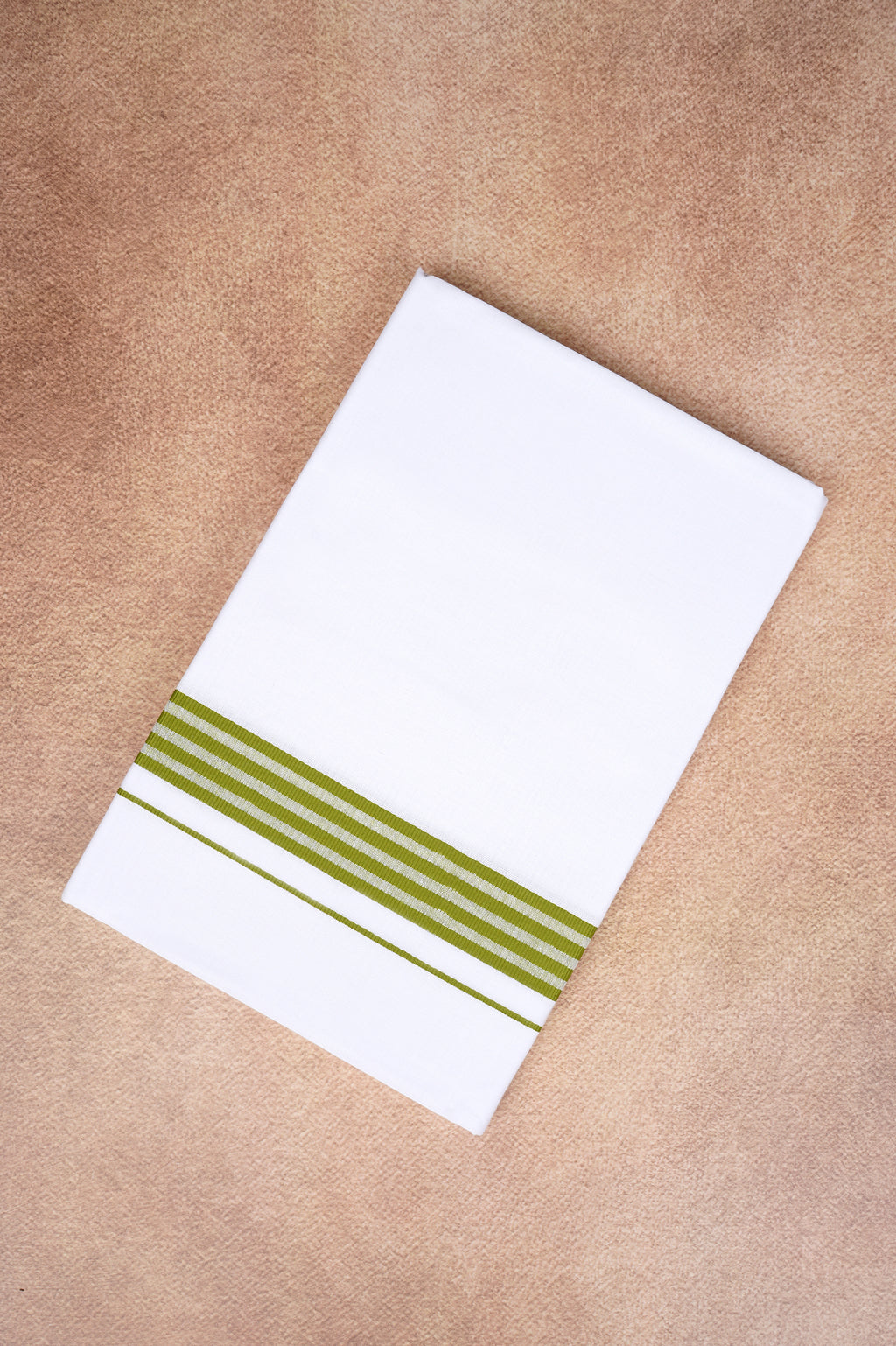 Single Layer White Dhoti with Fancy Border – Olive Green – FS-08 RX