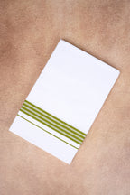 Single Layer White Dhoti with Fancy Border – Olive Green – FS-08 RX
