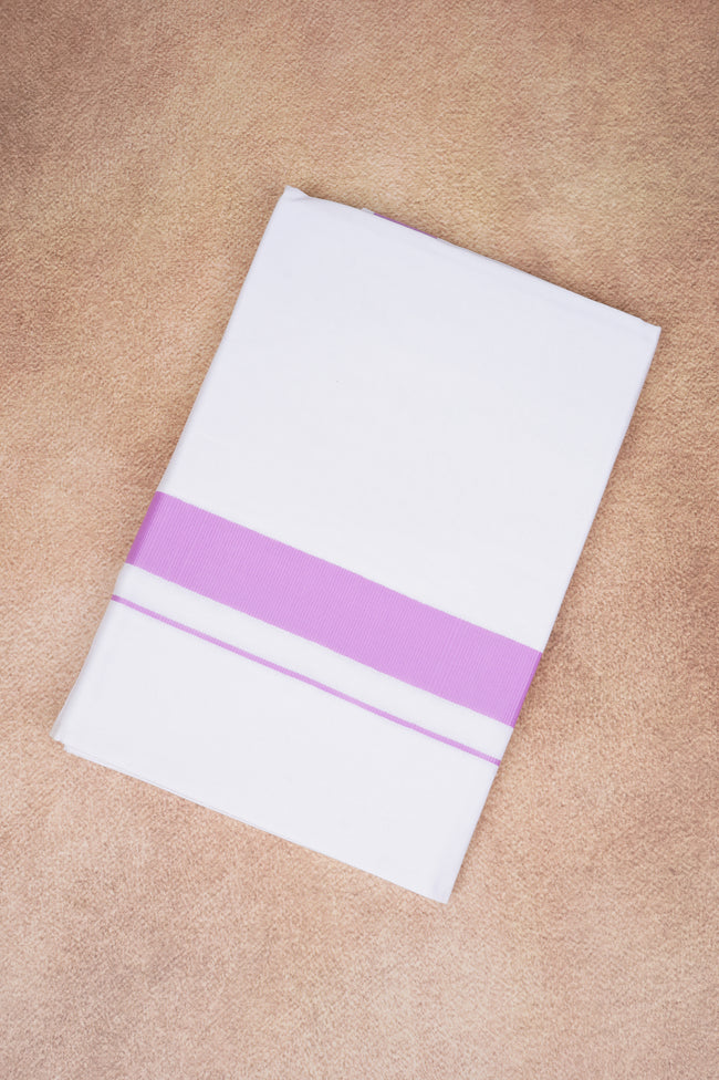 Single Layer White Dhoti with Fancy Border – Pink – FS-09 RX Main Image