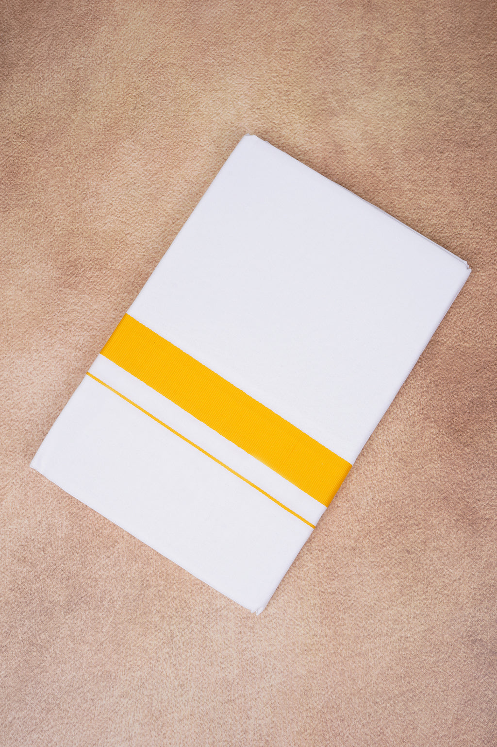 Single Layer White Dhoti with Fancy Border – Yellow – FS-09 RX