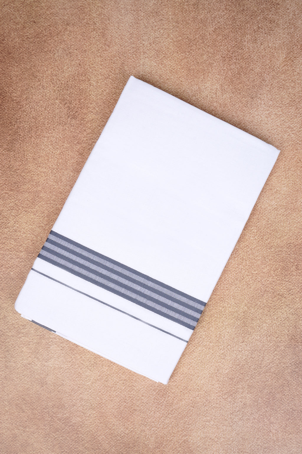 Single Layer White Dhoti with Fancy Border – Gray – FS-08 RX