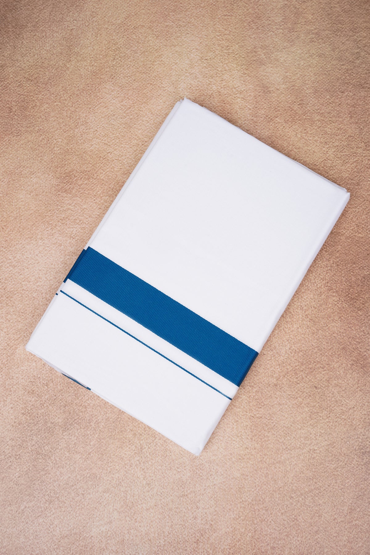 Single Layer White Dhoti with Fancy Border – Peacock Blue – FS-09 RX