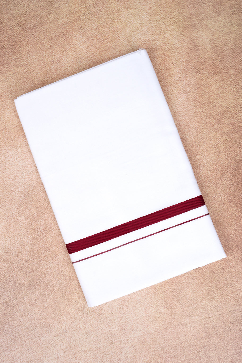 Single Layer White Dhoti – Maroon – HS-01 RX