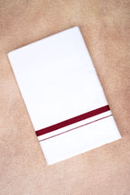 Single Layer White Dhoti – Maroon – HS-01 RX