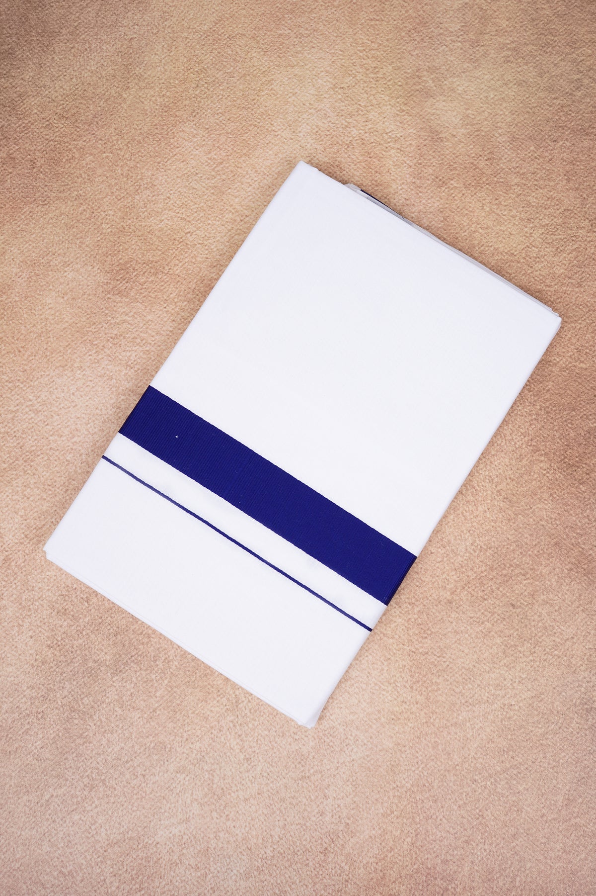 Single Layer White Dhoti with Fancy Border – Dark Blue – FS-09 RX