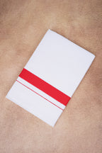 Single Layer White Dhoti with Fancy Border – Red – FS-09 RX