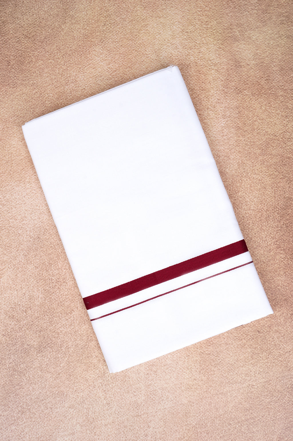 Single Layer White Dhoti – Maroon – HS-07 RX