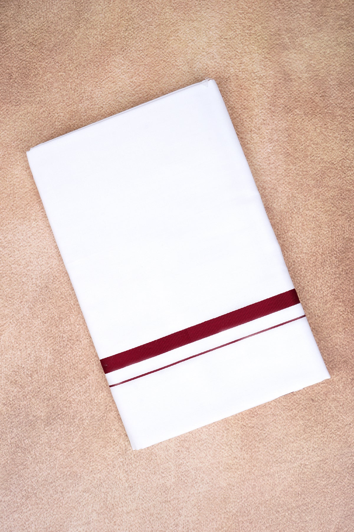 Single Layer White Dhoti – Maroon – HS-07 RX