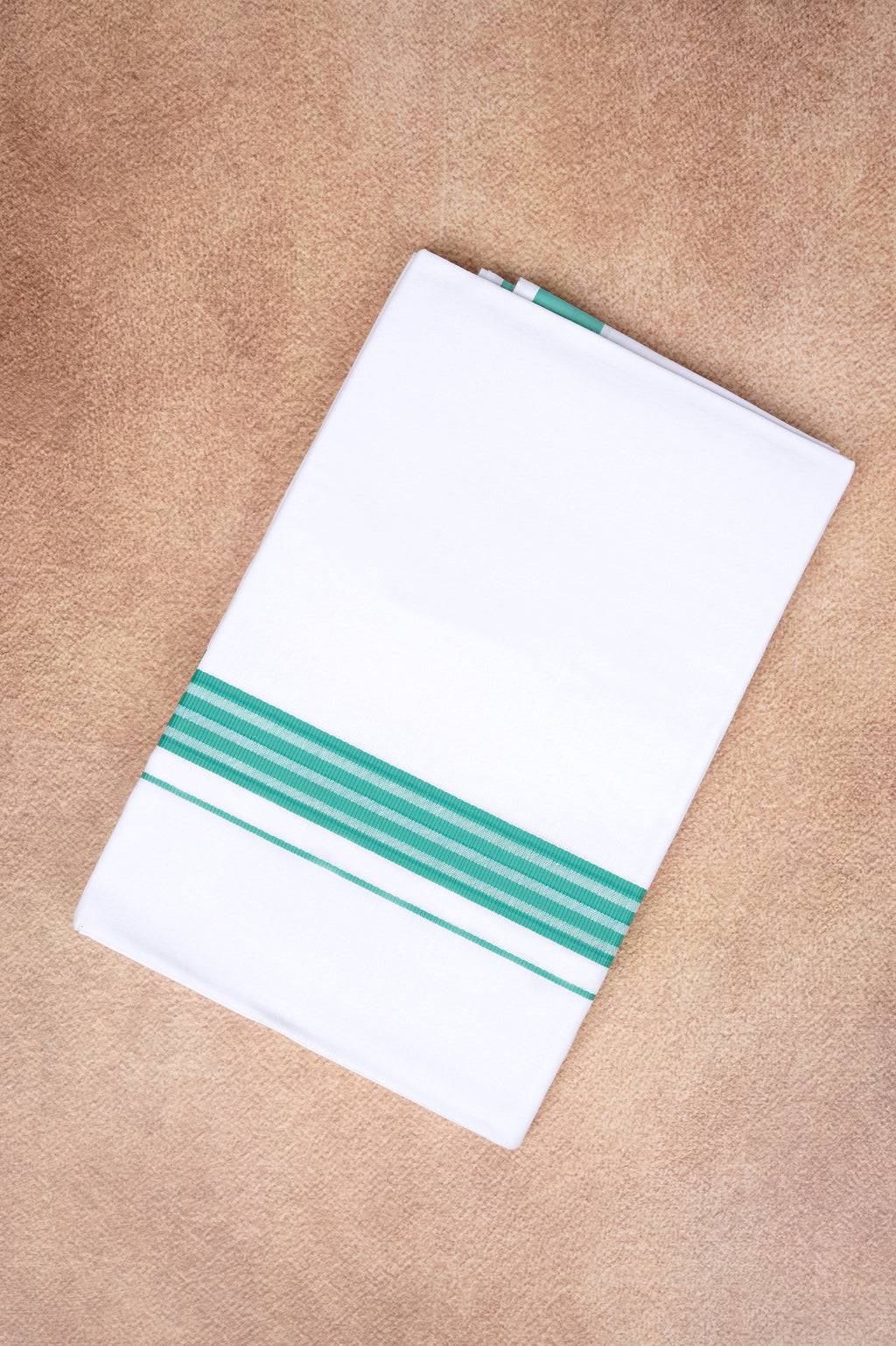 Single Layer White Dhoti with Fancy Border – Sea Green – FS-08 RX