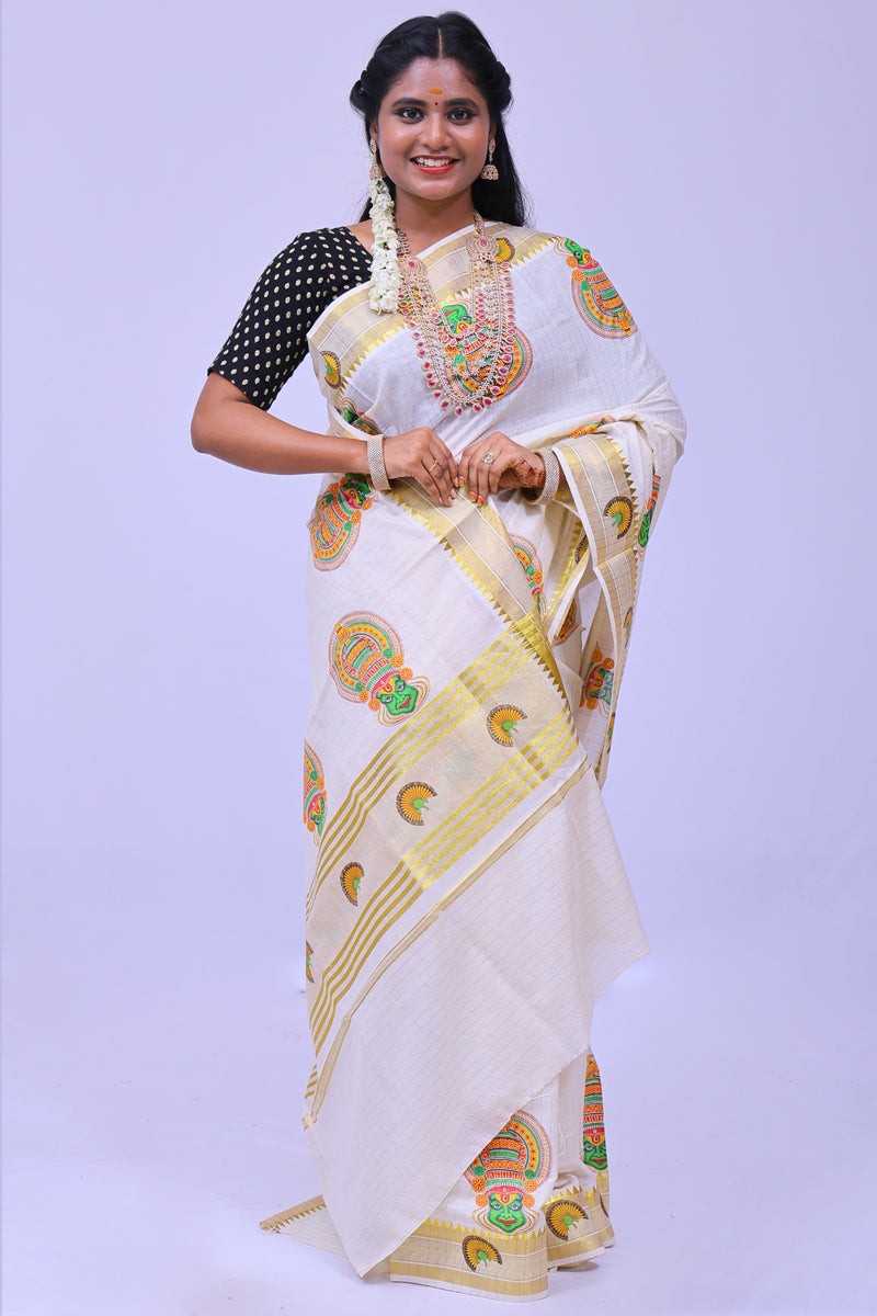 AR-C205 GOLD KASAVU SAREE 6.25 MTR