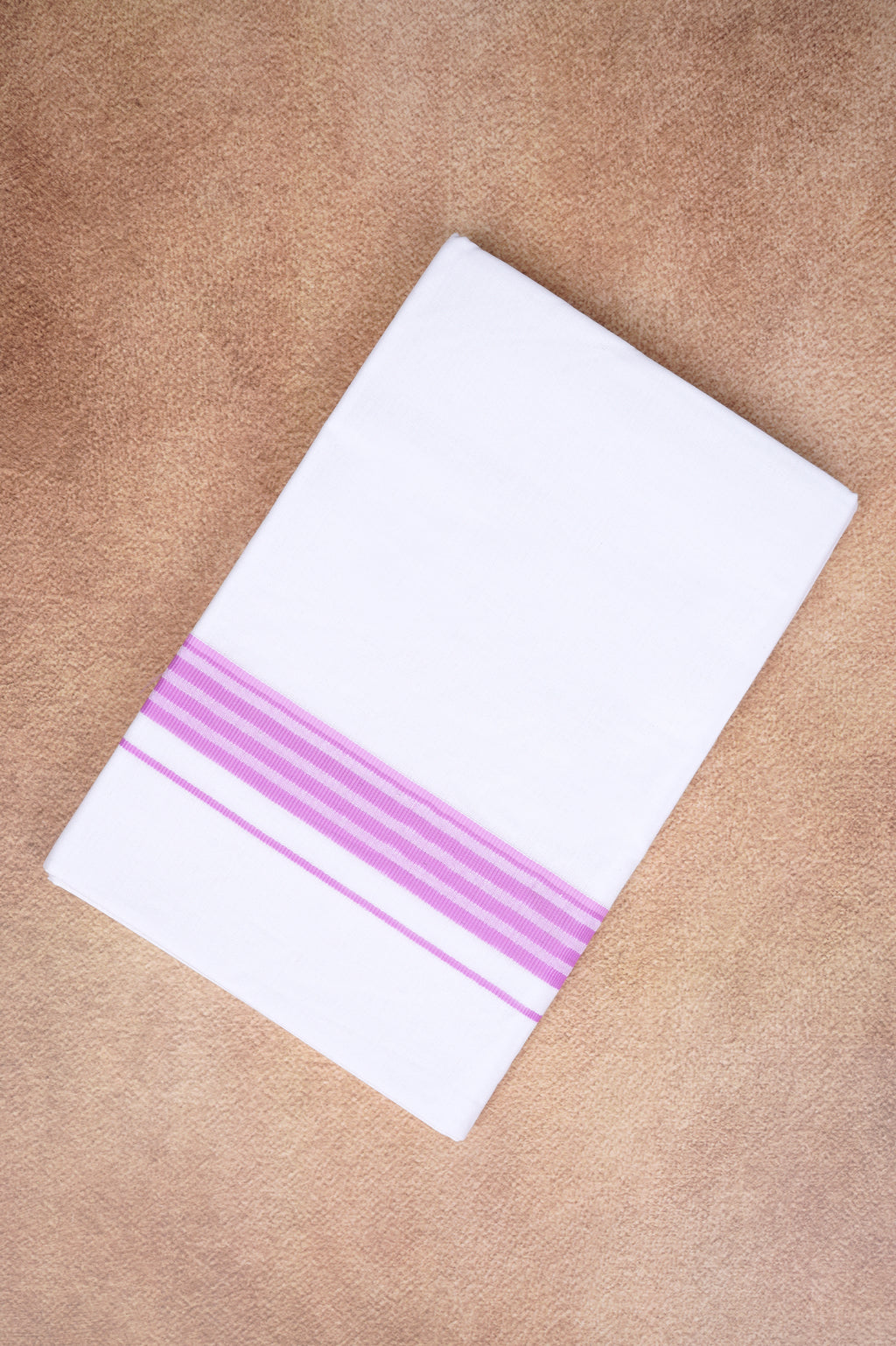 Single Layer White Dhoti with Fancy Border – Pink – FS-08 RX