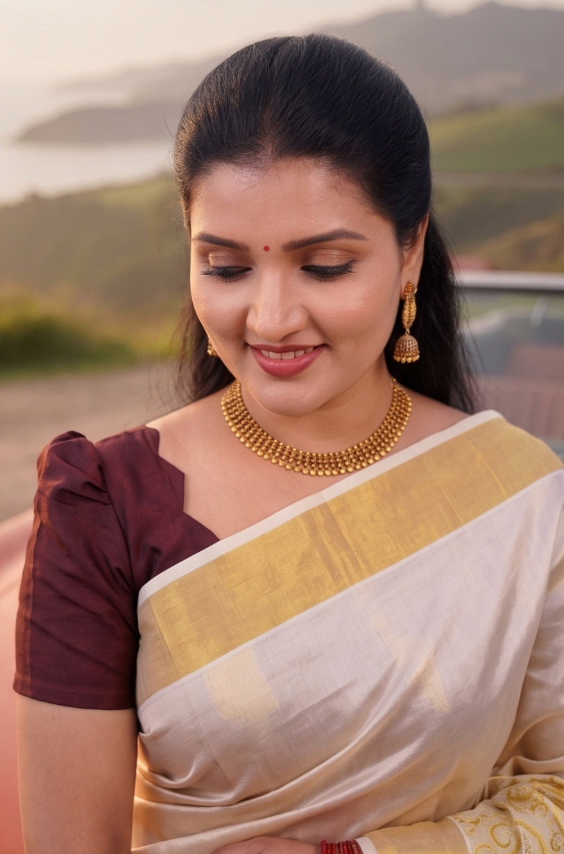 KS-1490 GOLD TISSUE SAREE 6.25 MTR