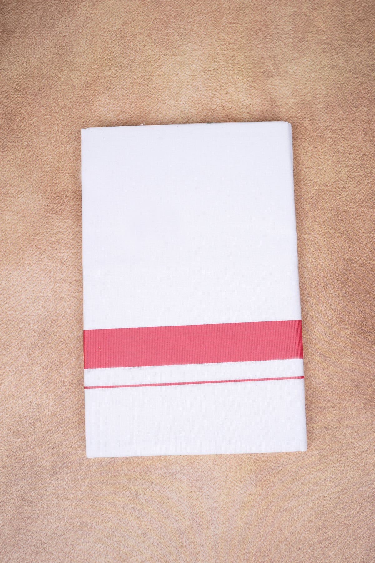 Single Layer White Dhoti with Fancy Border – Salmon – FS-09 RX